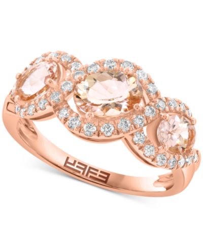 EFFY® Кольцо с морганитом и бриллиантами в розовом золоте 14k