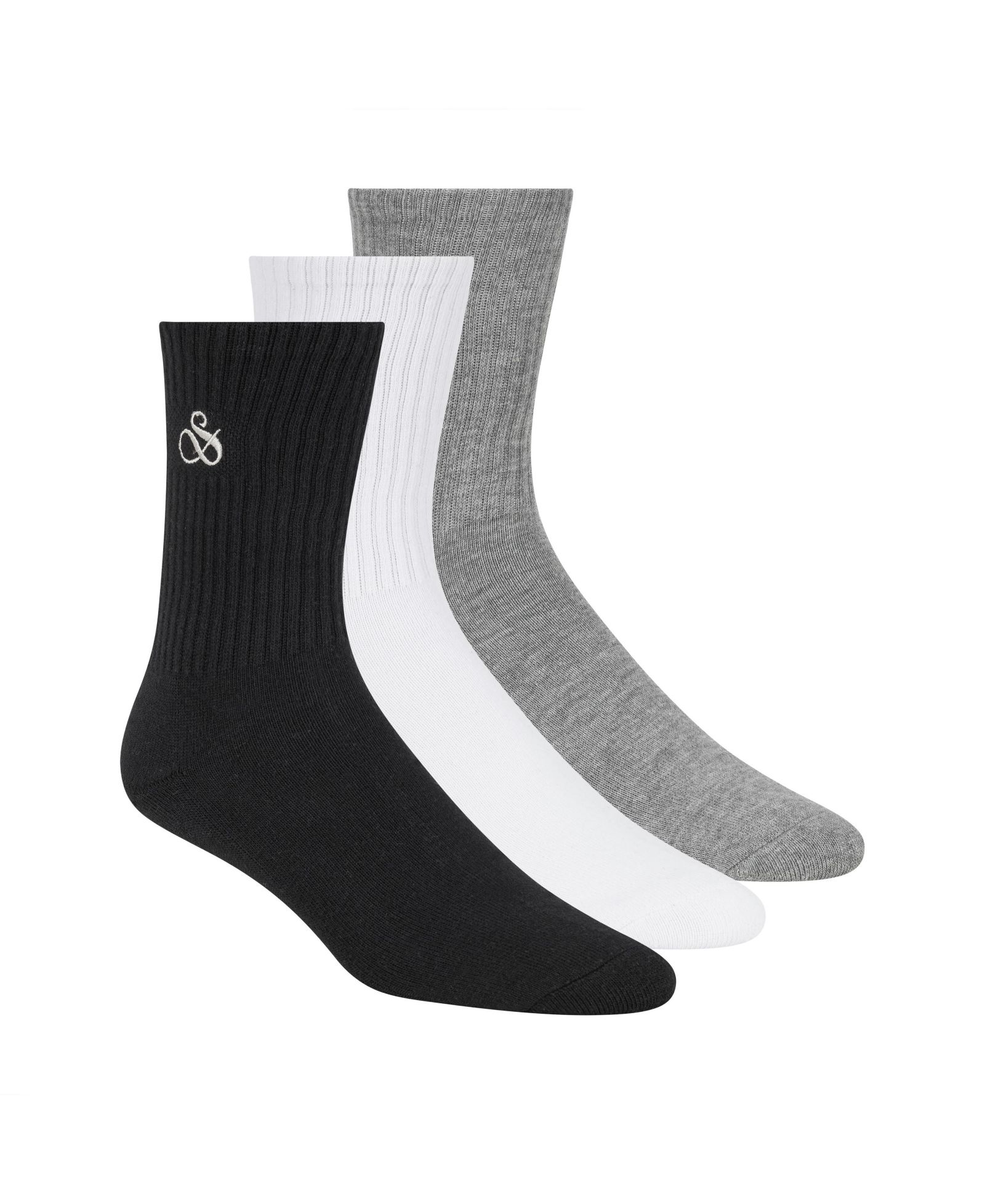 SCOTCH & SODA Men's 3-Pack Ribbed Cushion Crew Socks