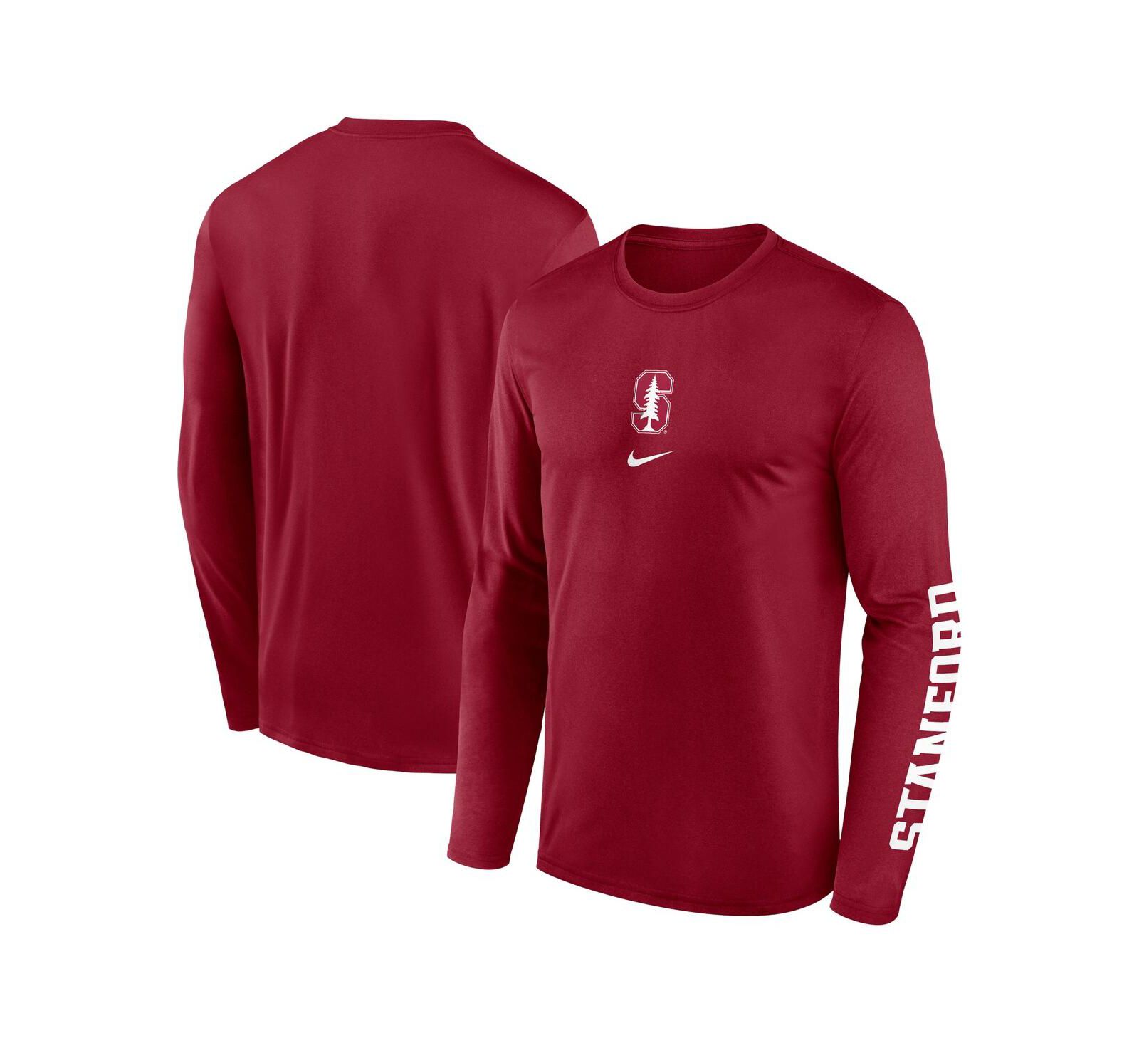 Nike Men's Cardinal Stanford Cardinal Primetime Center Lockup Two-Hit Legend Performance Long Sleeve T-Shirt