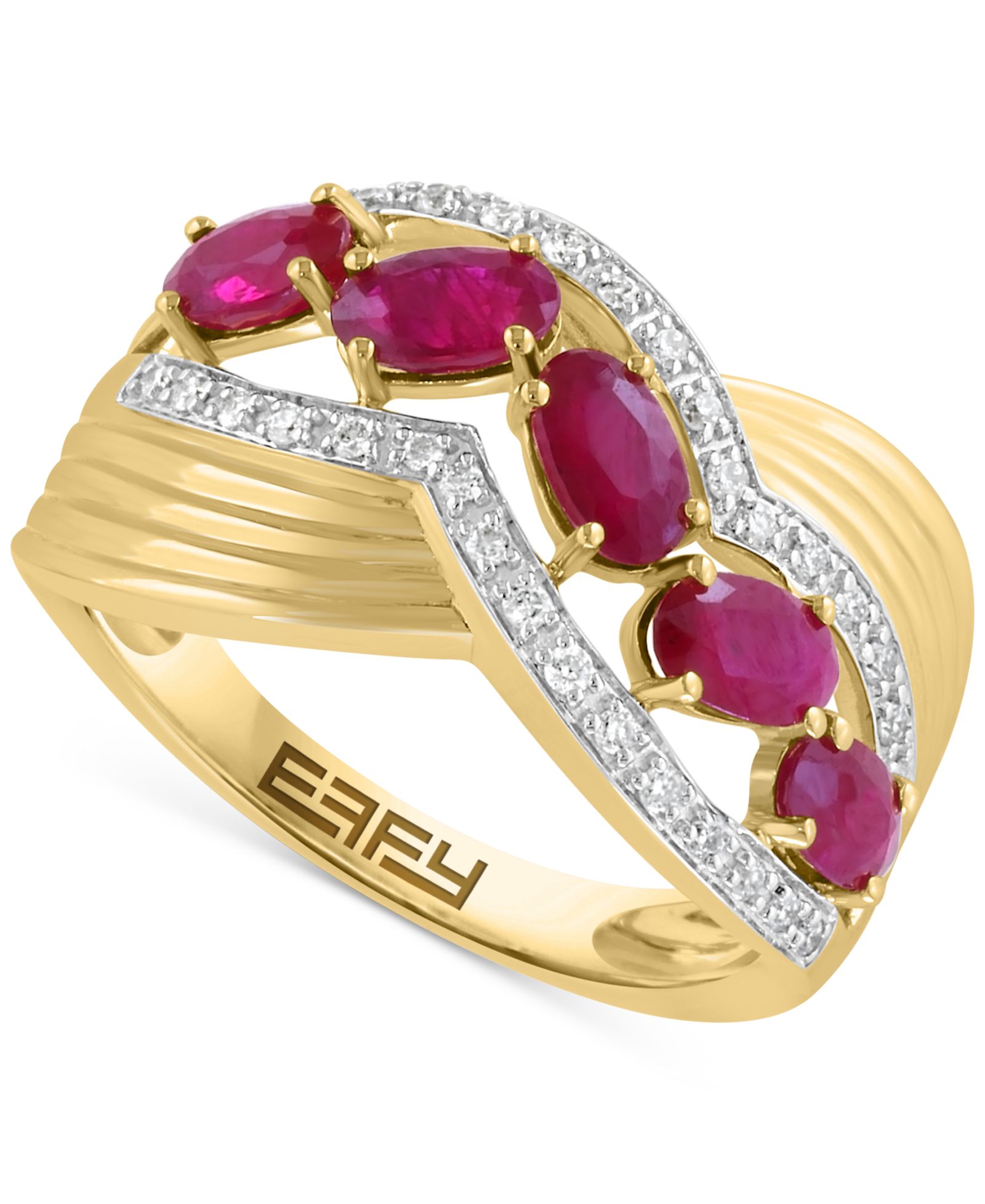 EFFY® Ruby (2-3/8 ct. t.w.) & Diamond (1/6 ct. t.w.) Statement Ring in 14k Yellow Gold