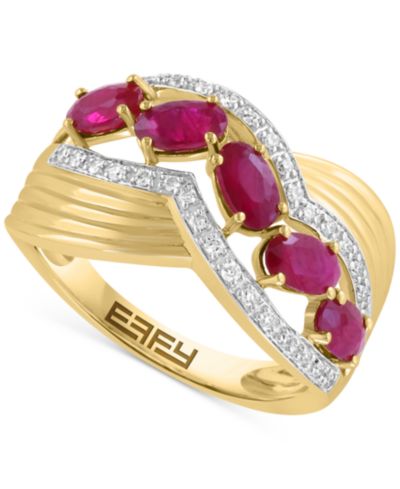 EFFY® Ruby (2-3/8 ct. t.w.) & Diamond (1/6 ct. t.w.) Statement Ring in 14k Yellow Gold