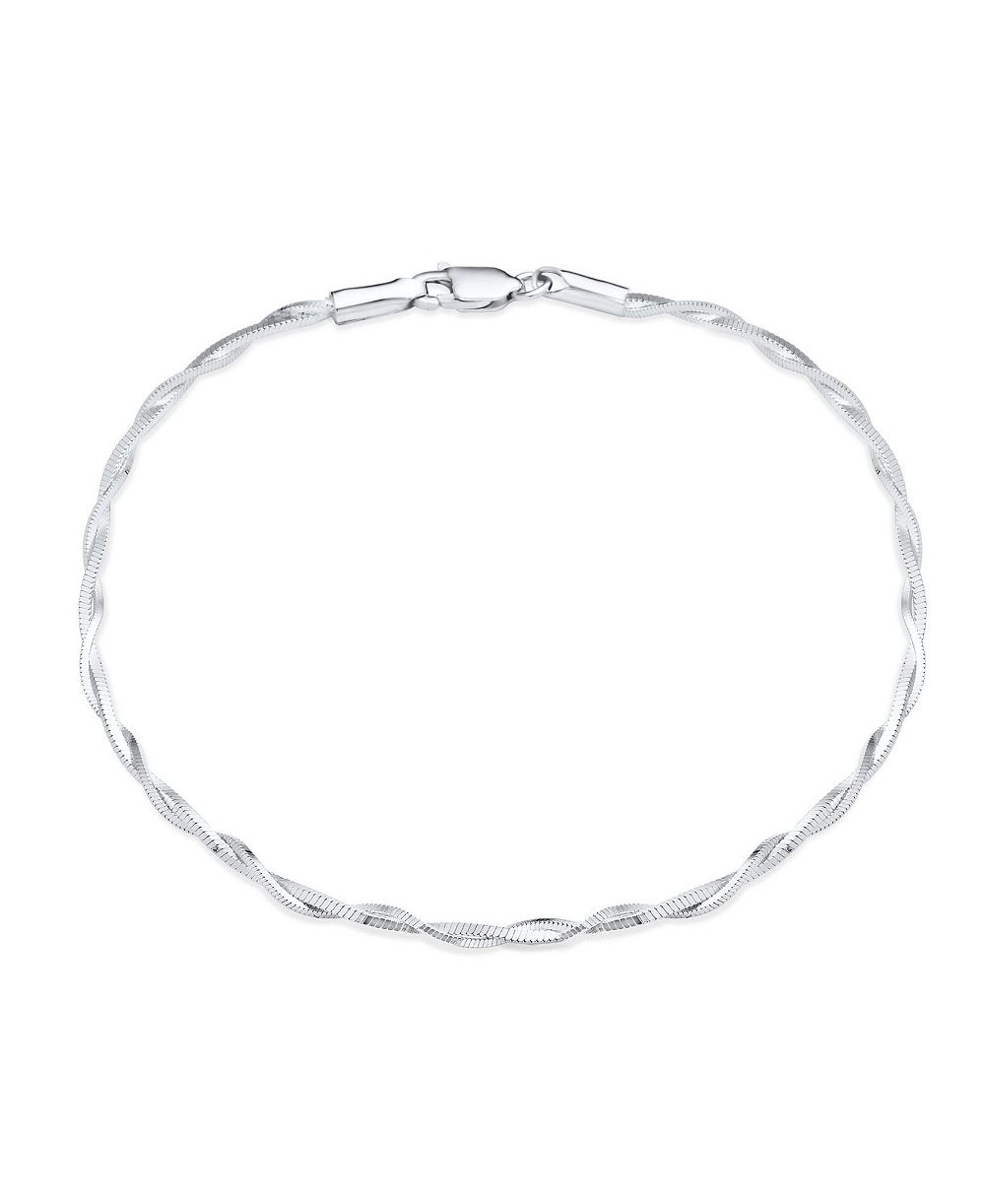 Браслет на щиколотку Bling Jewelry Simple Interlocking Double Twist Box Chain из стерлингового серебра.925 9 Inch
