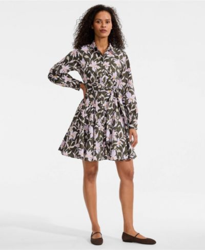 Lands' End Women's Poplin Button Front with Godets Dress