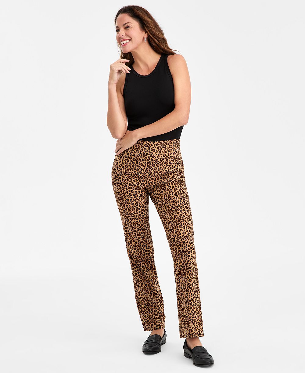JM Collection Women's Tummy-Control Printed Rivet Pants, Macy's Exclusive