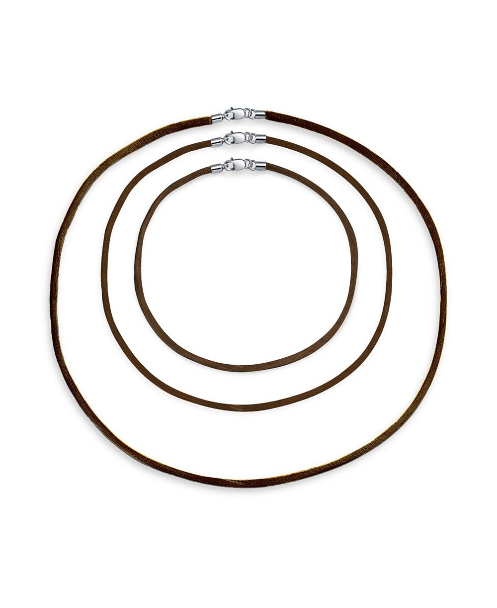 Набор из 3 колье Bling Jewelry из атласного шелка со стержневым замком из стерлингового серебра