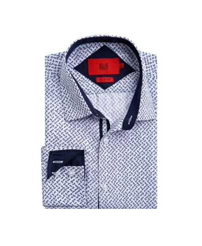 Elie Balleh Мужская рубашка с принтом пейсли, белый цвет, slim fit, для мальчиков