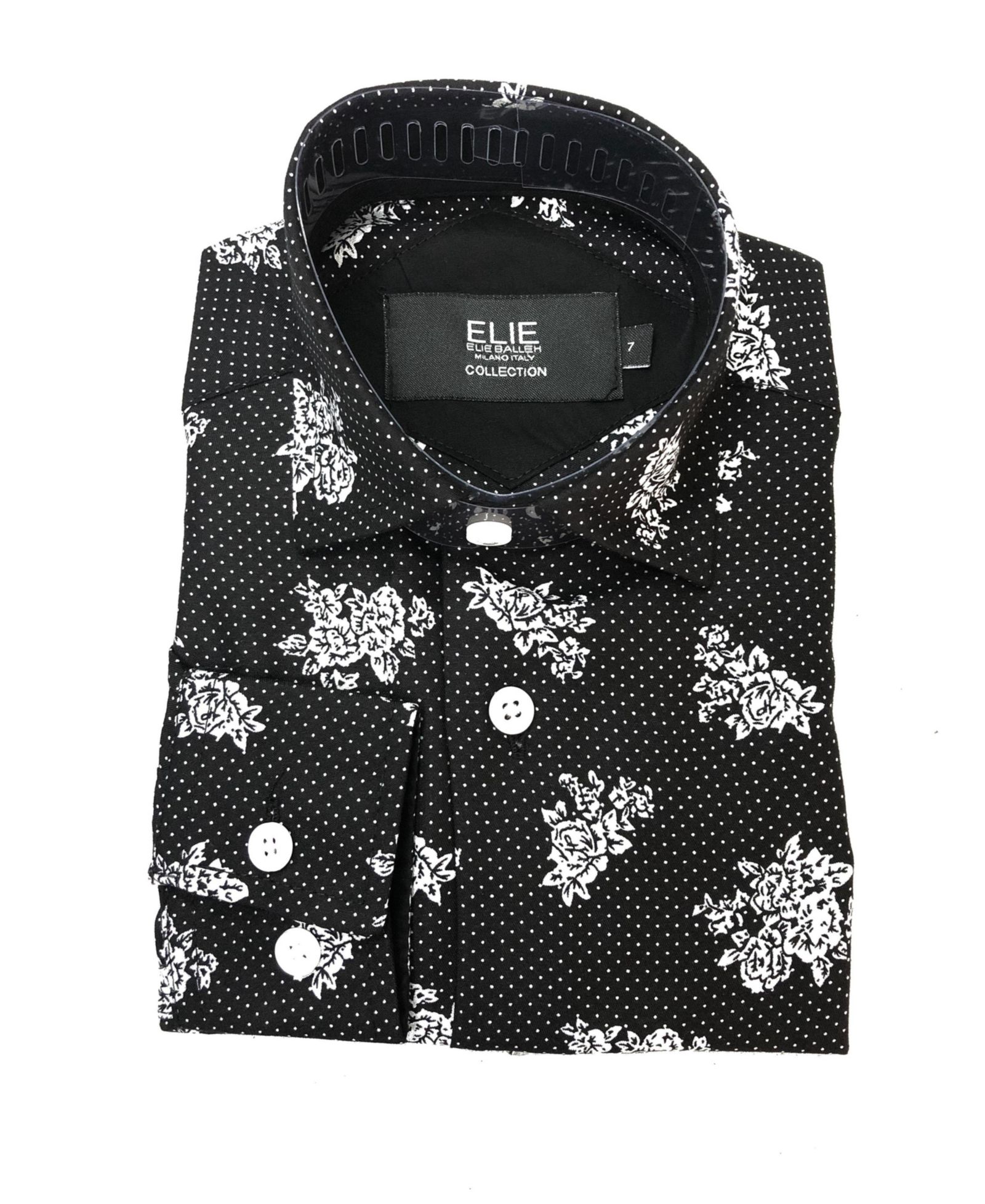 Elie Balleh Детская рубашка Slim Fit с цветочным принтом, черная