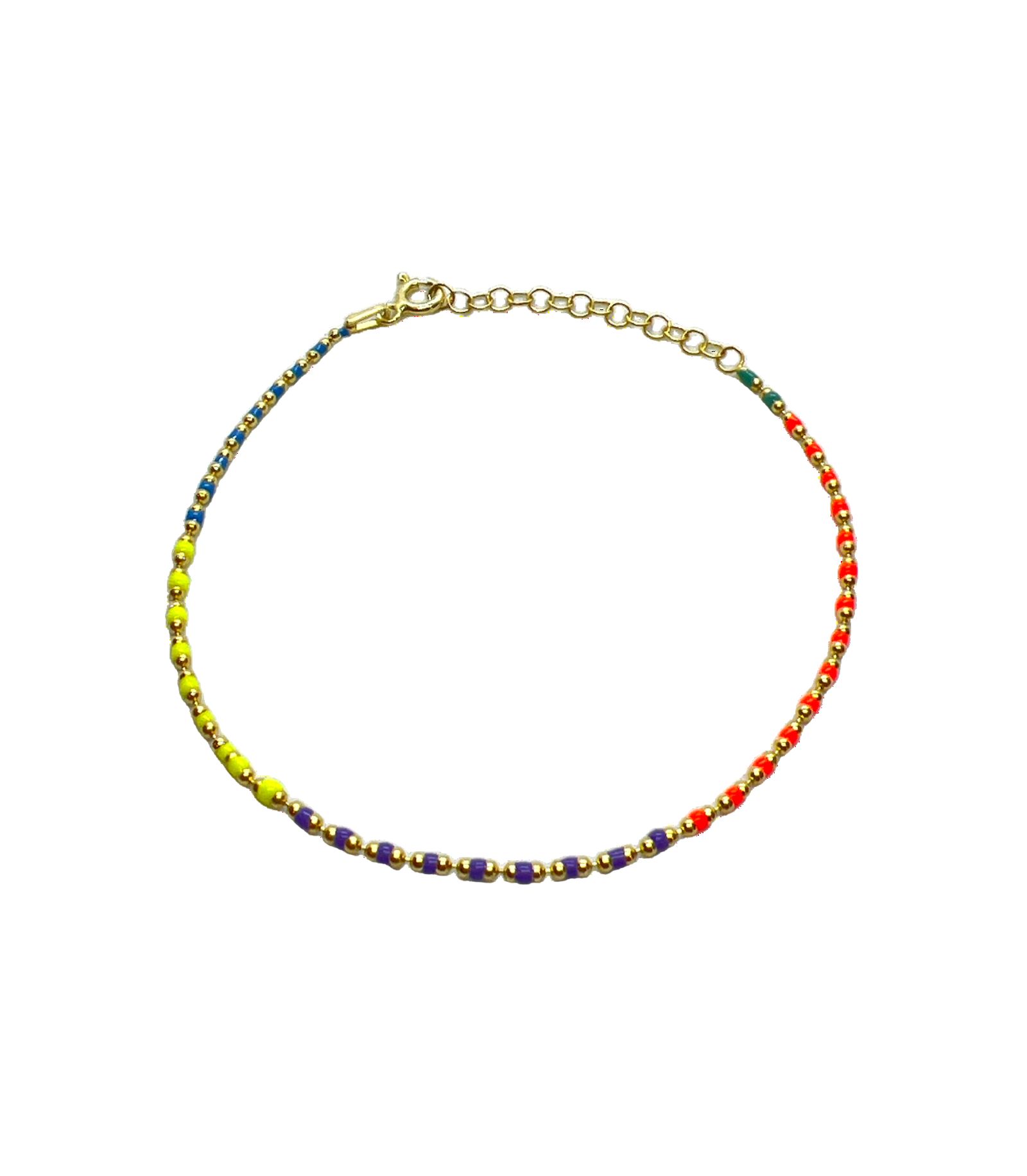 Spero London Sterling Enamel Mine Beaded Colourful Rainbow Bracelet