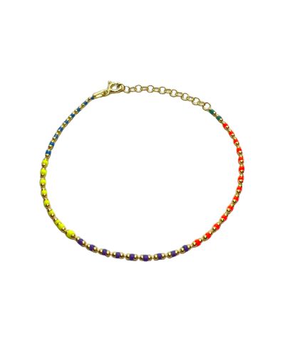 Spero London Sterling Enamel Mine Beaded Colourful Rainbow Bracelet