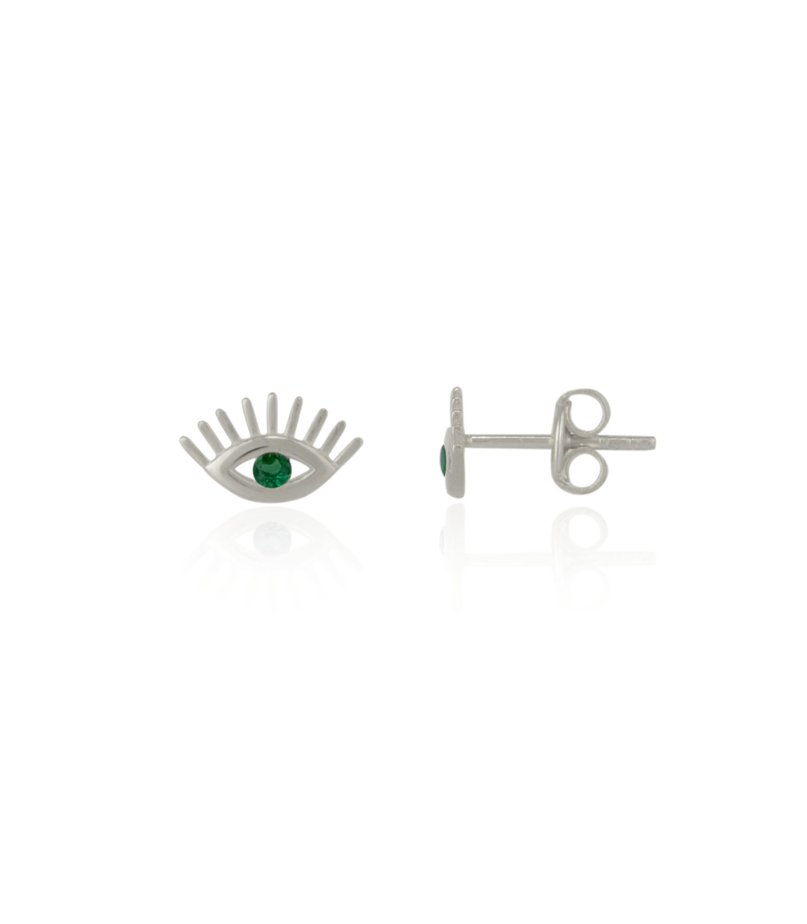 Spero London Emerald Color Eye Stud Earring Sterling