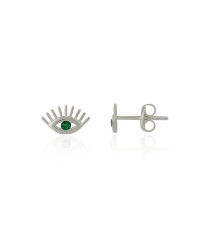 Spero London Emerald Color Eye Stud Earring Sterling