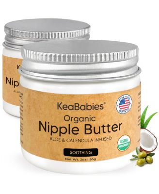 KeaBabies Organic Nipple Butter, Natural Nipple Cream Safe for Breastfeeding Moms, 2oz