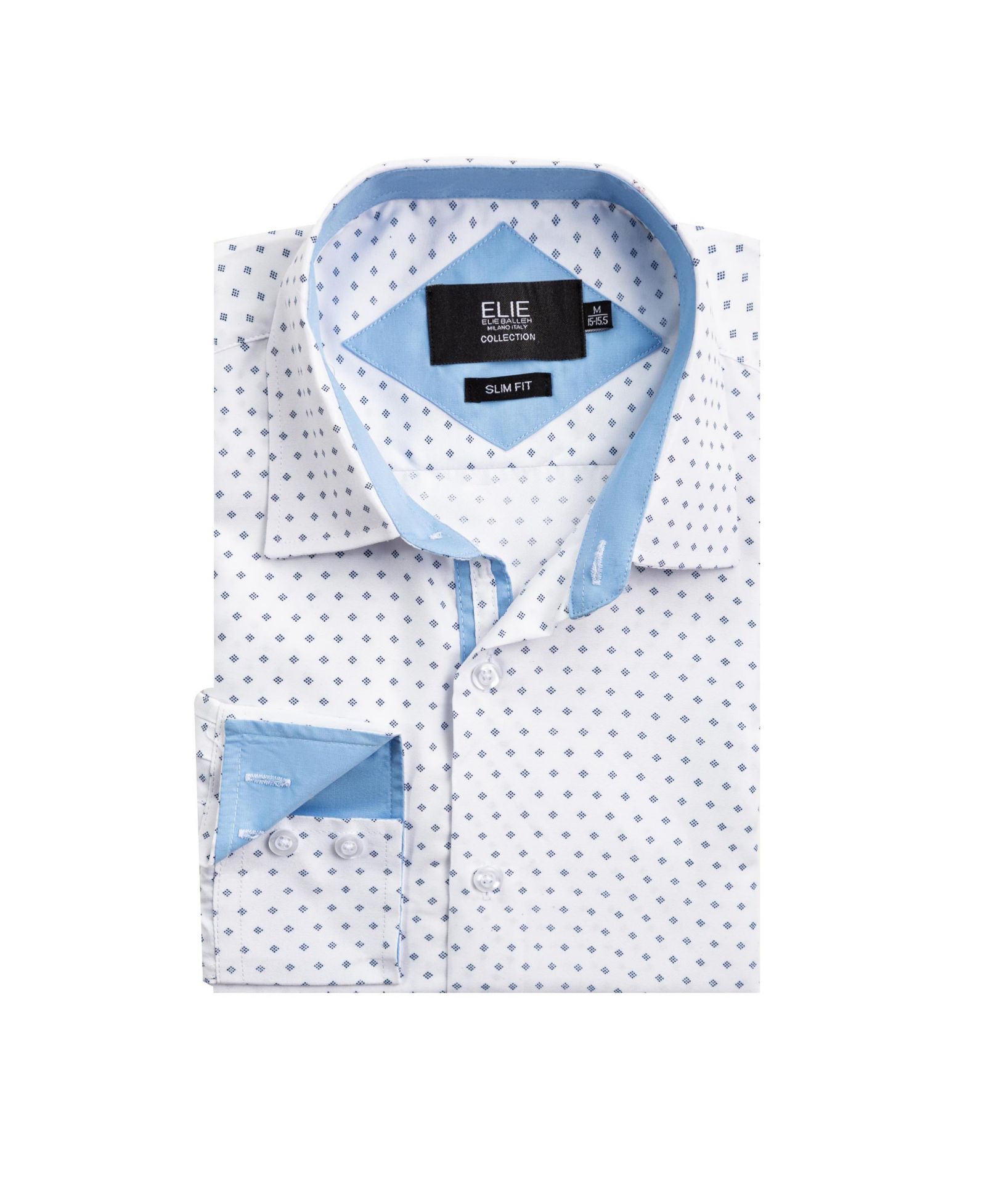 Мужская рубашка Elie Balleh Big Boys White Micro Ditsy Print Slim Fit