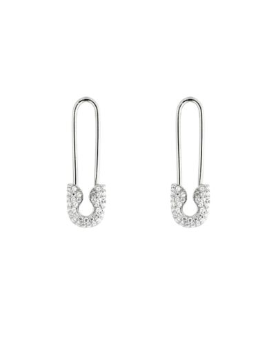 Серьги-булавки Spero London Pave Safety Pin из стерлингового серебра с камнями