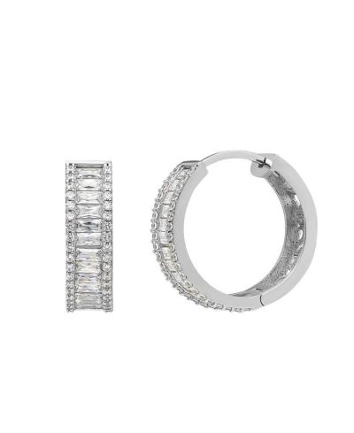 Spero London Серьги-кольца Baguette Cubic Zirconia Sterling Pave