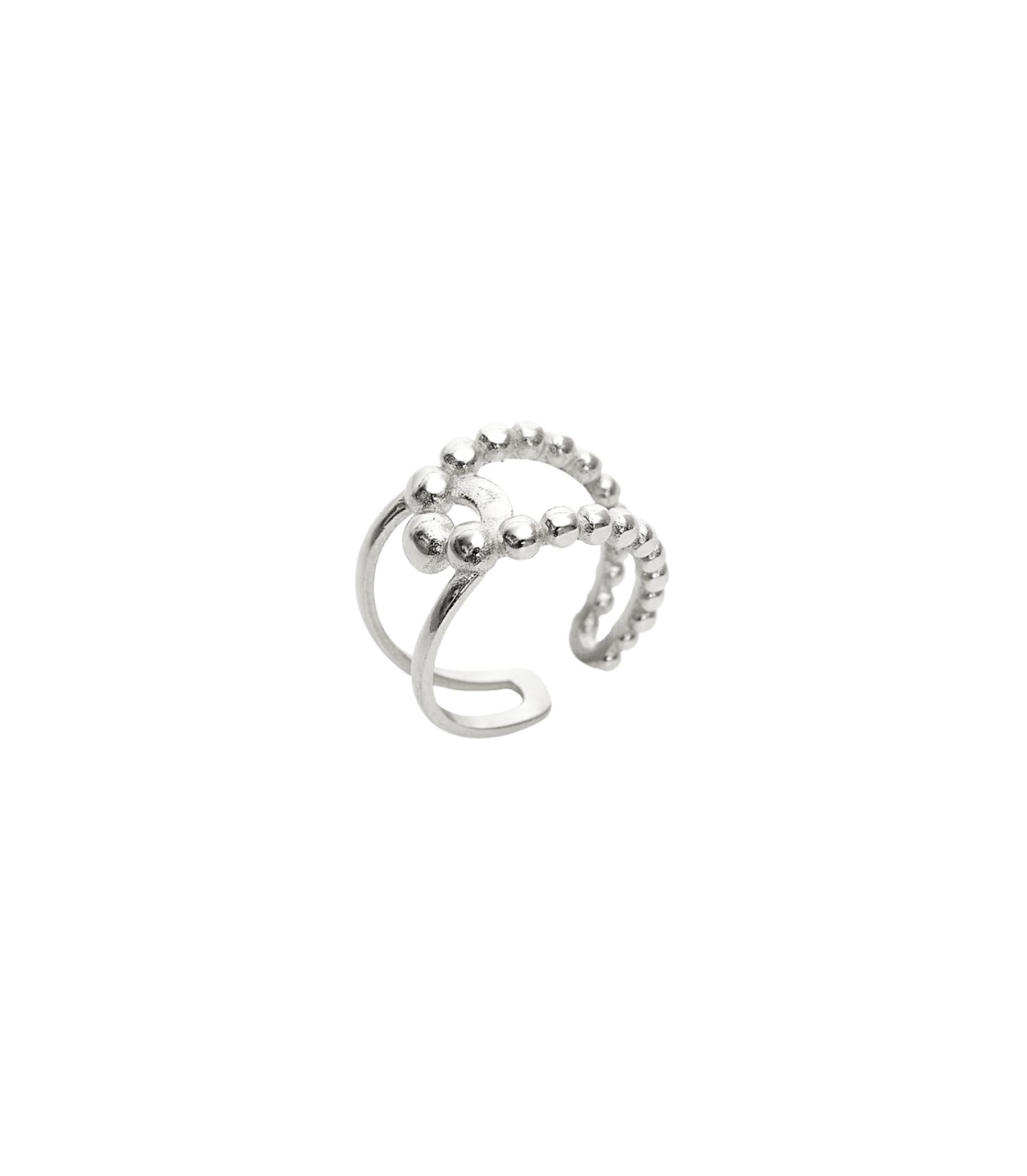 Spero London Beaded Intercepting Circle Sterling Ring