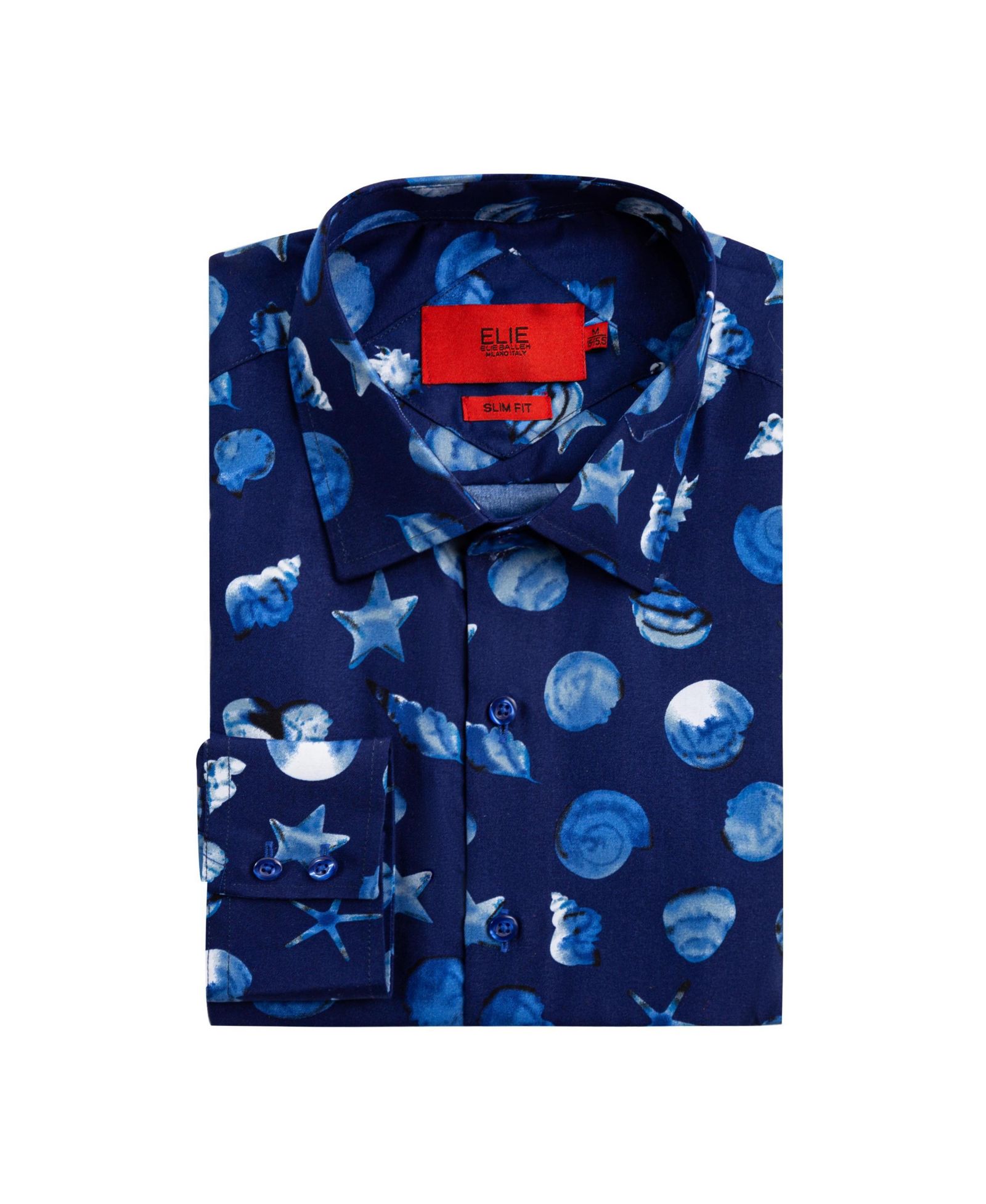 Мужская рубашка Elie Balleh Big Boys Blue Slim Fit Sea Shell Print