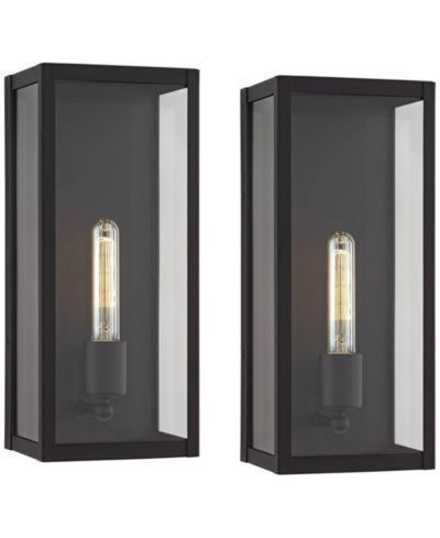 Набор уличных настенных светильников John Timberland Cornell Modern, 2 шт., Sand Black, 16" Clear Glass Panels