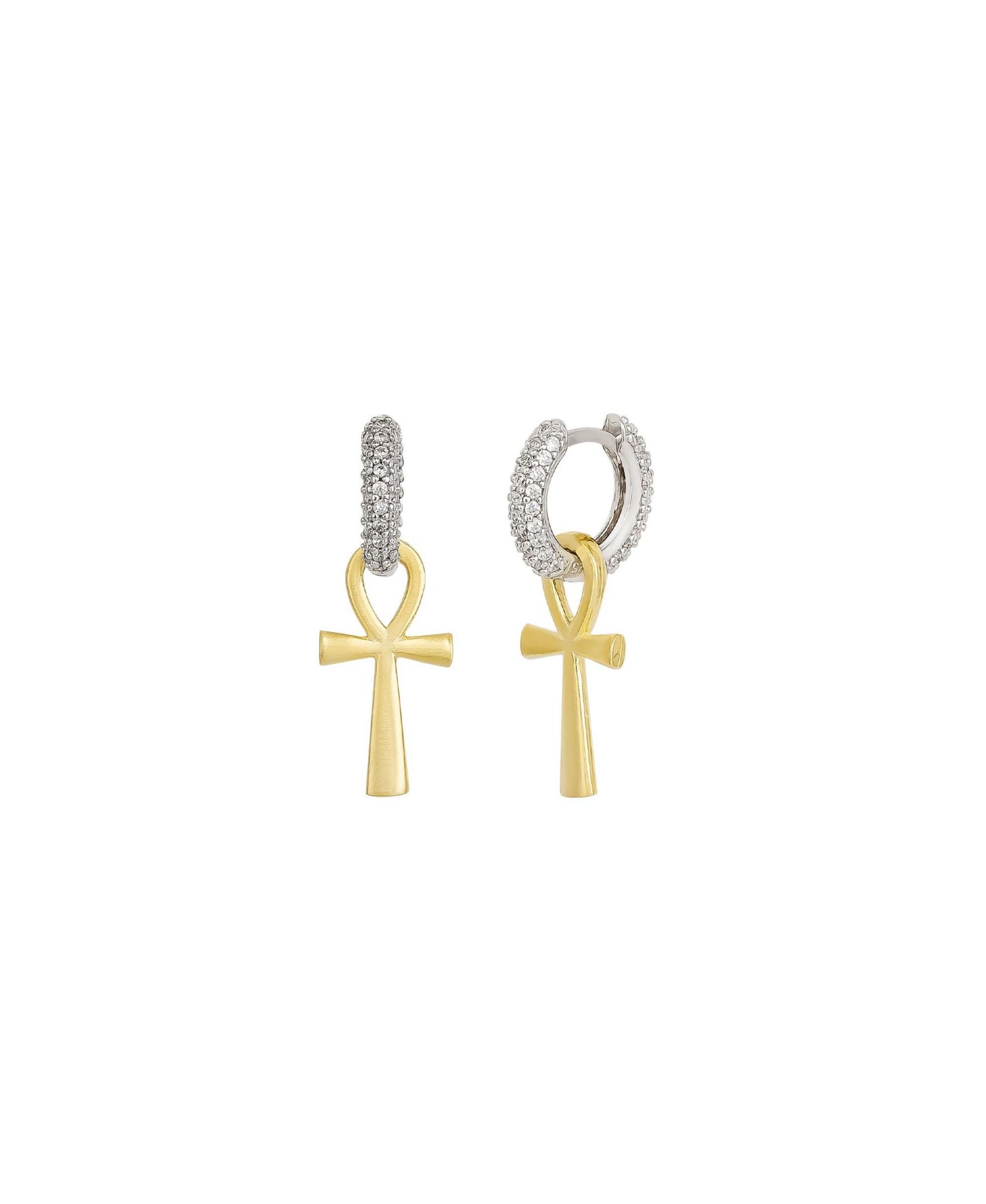 Серьги-кольца Spero London Sterling Egyptian Ankh с цирконием