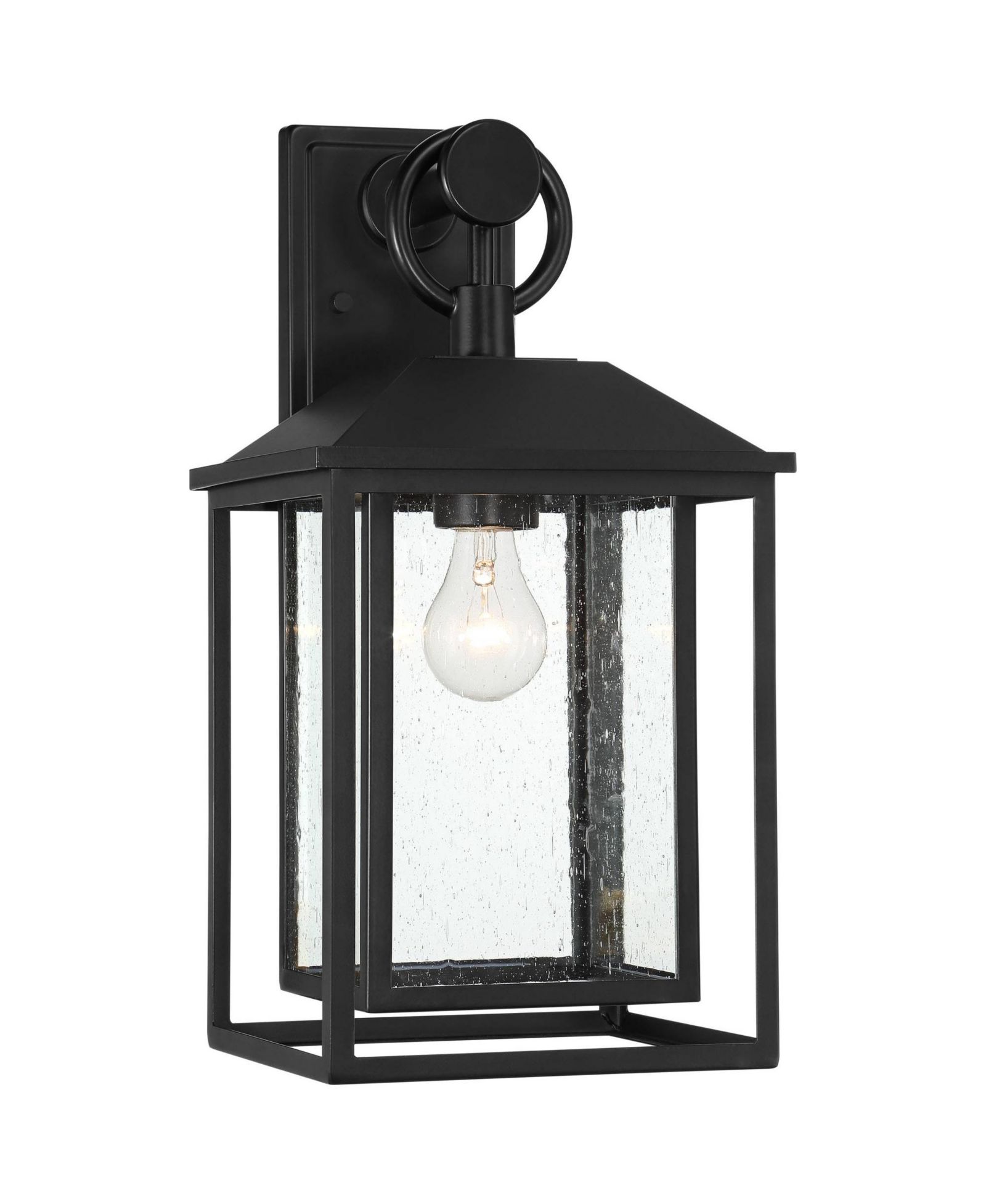 John Timberland Califa Mission Outdoor Wall Light Fixture Black Metal 18" Clear Seedy Glass for Post Exterior Barn Deck House Porch Yard Patio Home