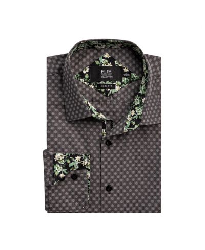 Elie Balleh Big Boys Grey Slim Fit Jacquard Dot Shirt