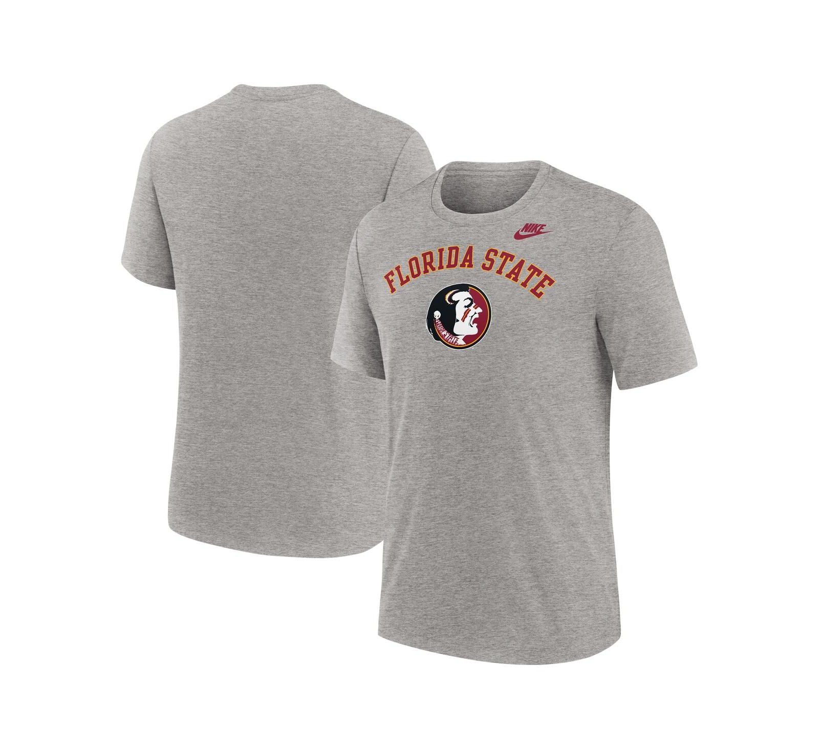 Nike Мужская футболка Nike Heather Gray Florida State Seminoles Legacy Arch Tri-Blend