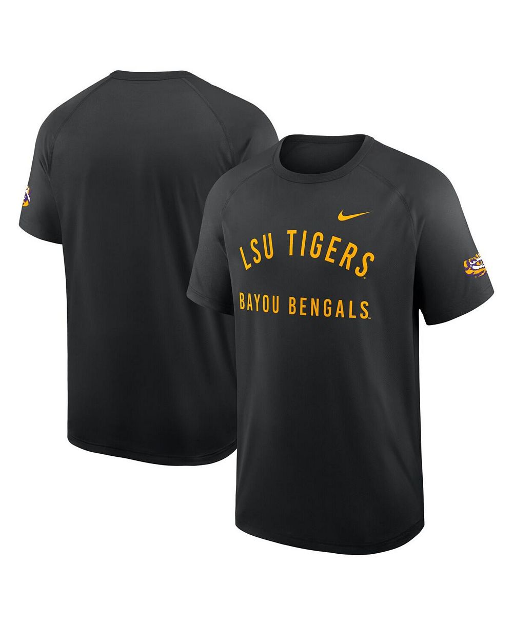 Мужская премиальная футболка Nike Black LSU Tigers Ready Raglan Performance