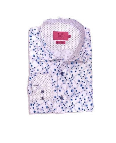 Elie Balleh Белая мужская рубашка Slim Fit с коротким рукавом