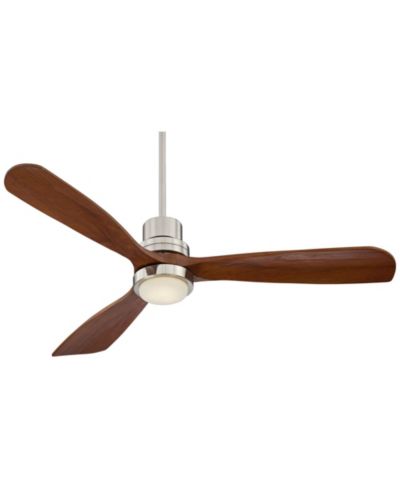 52" Casa Vieja Delta-Wing DC Rustic Farmhouse 3 Blade Indoor Ceiling Fan LED Light Remote Control Brushed Nickel Walnut Wood for Living Room Kitchen
