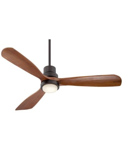 Casa Vieja 52"  Delta-Wing DC Modern Indoor Outdoor Ceiling Fan with LED Light Oil Rubbed Bronze Solid Wood Damp Rated for Patio Exterior House Home