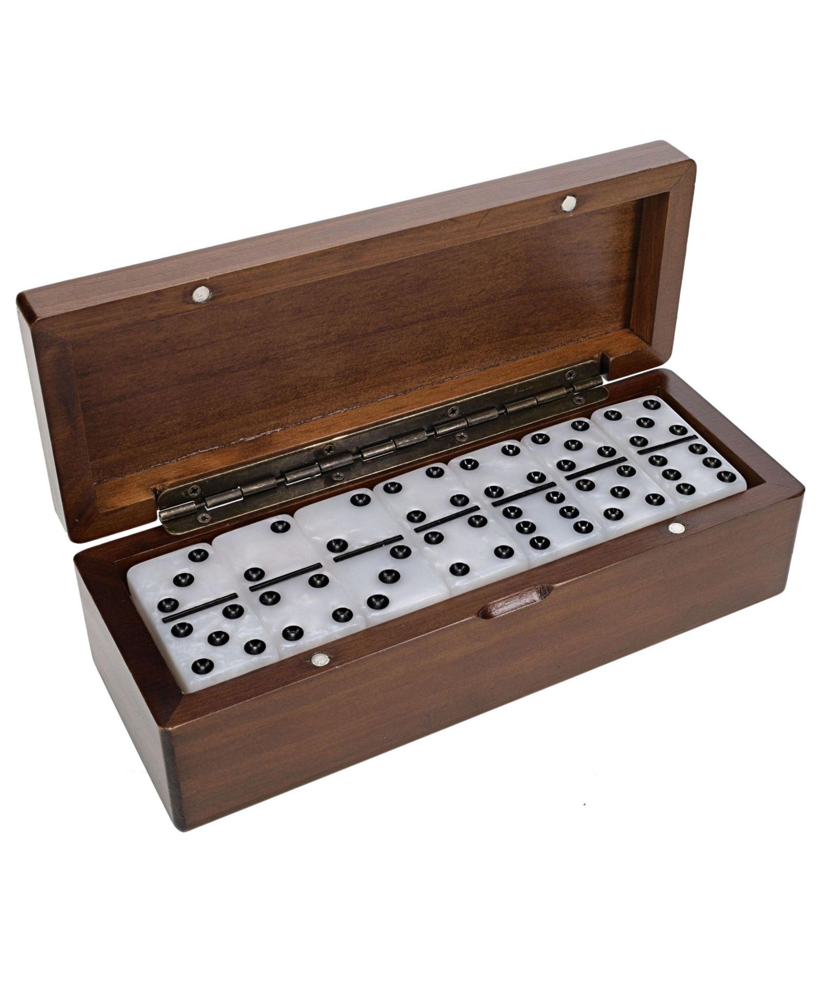 WE Games Double 6 Marbleized Dominoes в магнитном деревянном дорожном футляре, белый цвет
