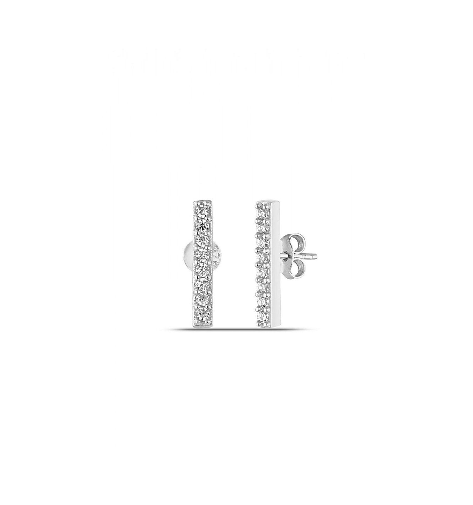 Spero London Sterling Zirconia Bar Stud Earring