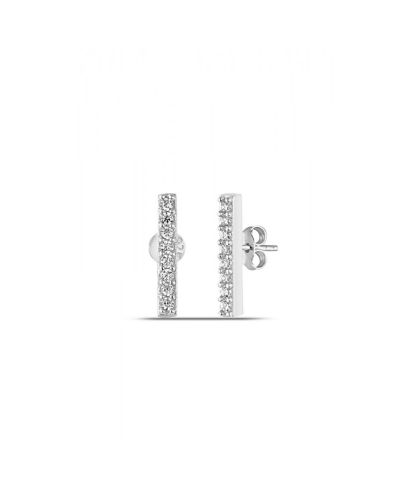 Spero London Sterling Zirconia Bar Stud Earring