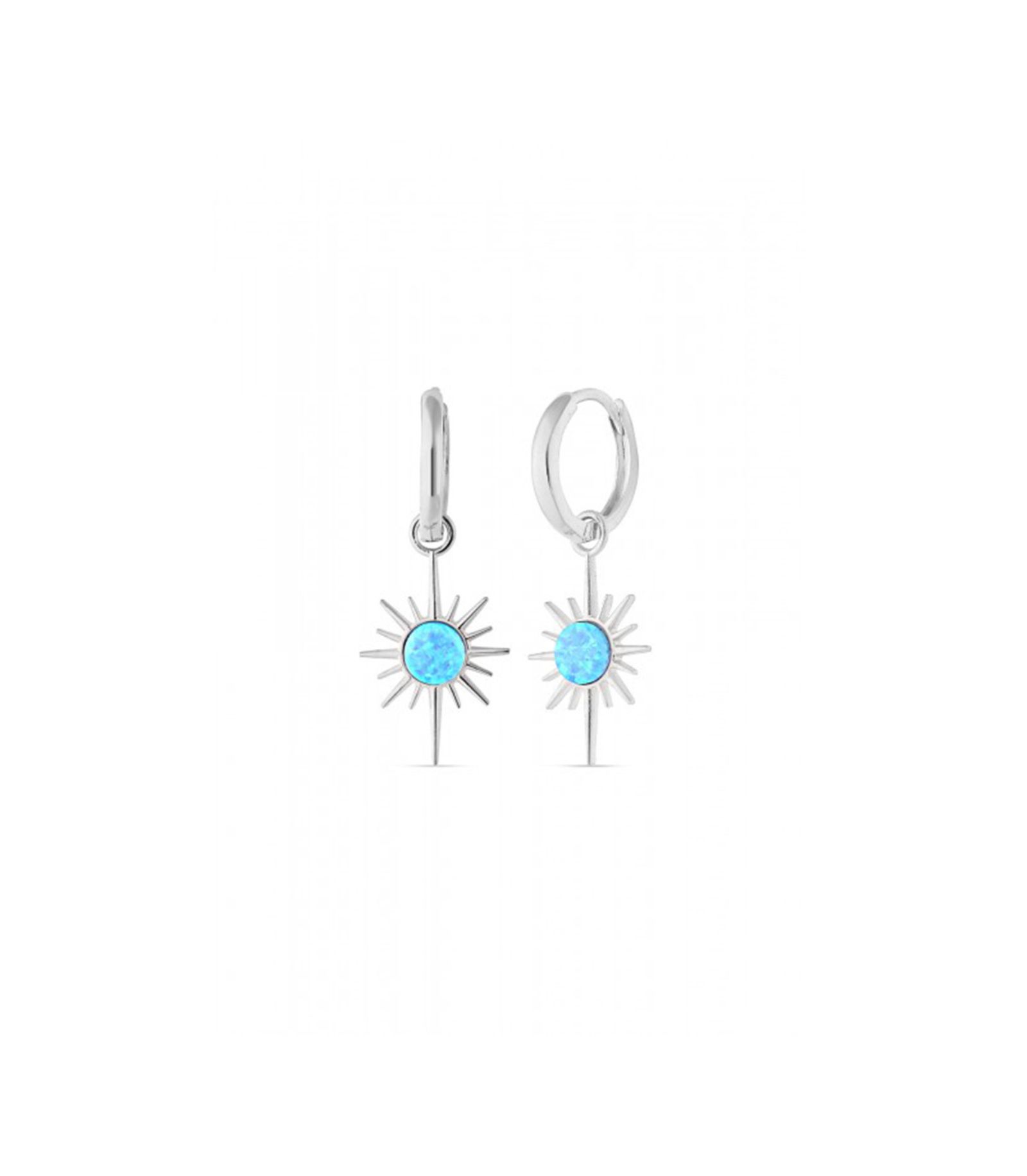 Spero London Opal Northernstar Drop Hoop Earring Sterling