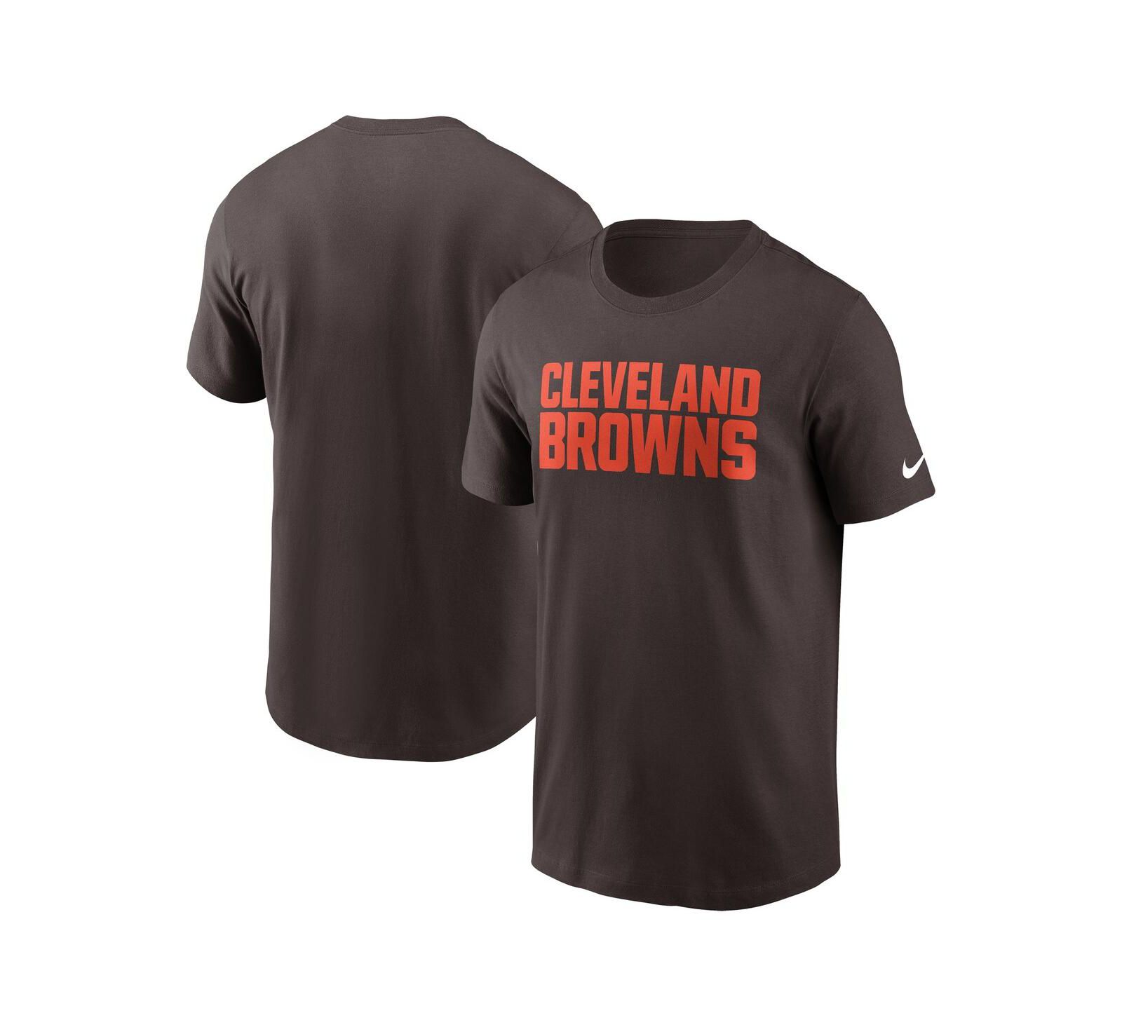 Мужская футболка Nike Cleveland Browns Primetime Wordmark Essential коричневого цвета