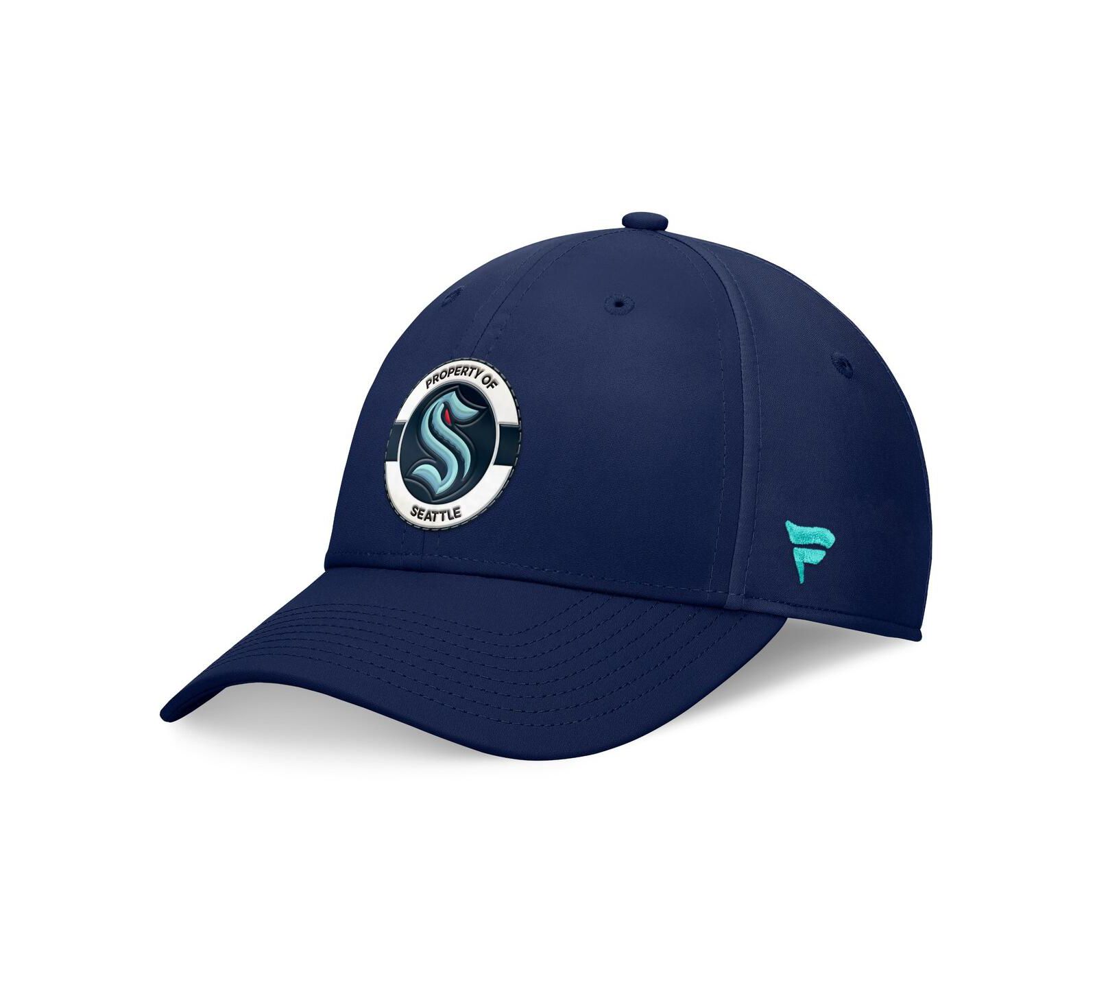 Мужская кепка Fanatics Deep Sea Blue Seattle Kraken Authentic Pro Training Camp Flex