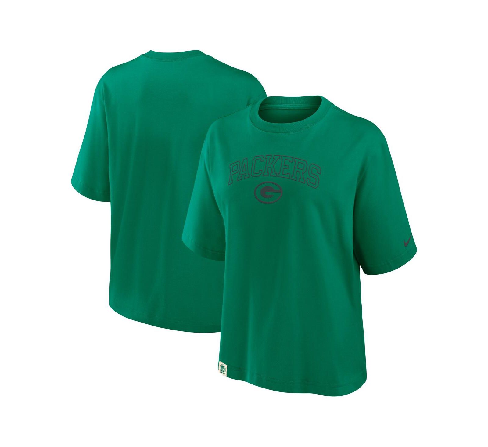 Nike футболка Glory Arch Boxy, зеленая, Green Bay Packers, Женский