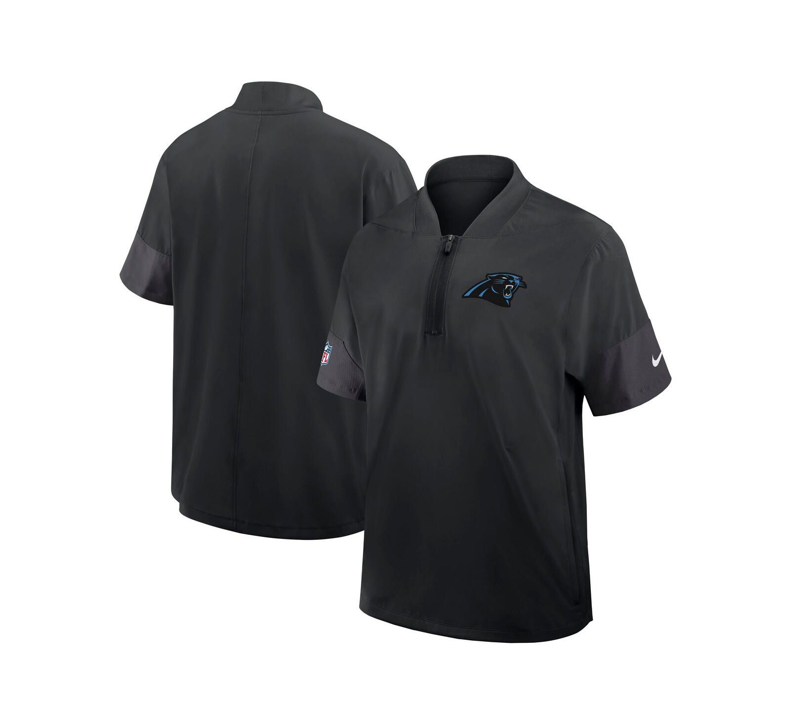 Nike Men's Black Carolina Panthers Sideline Short Sleeve Quarter-Zip Coach Jacket