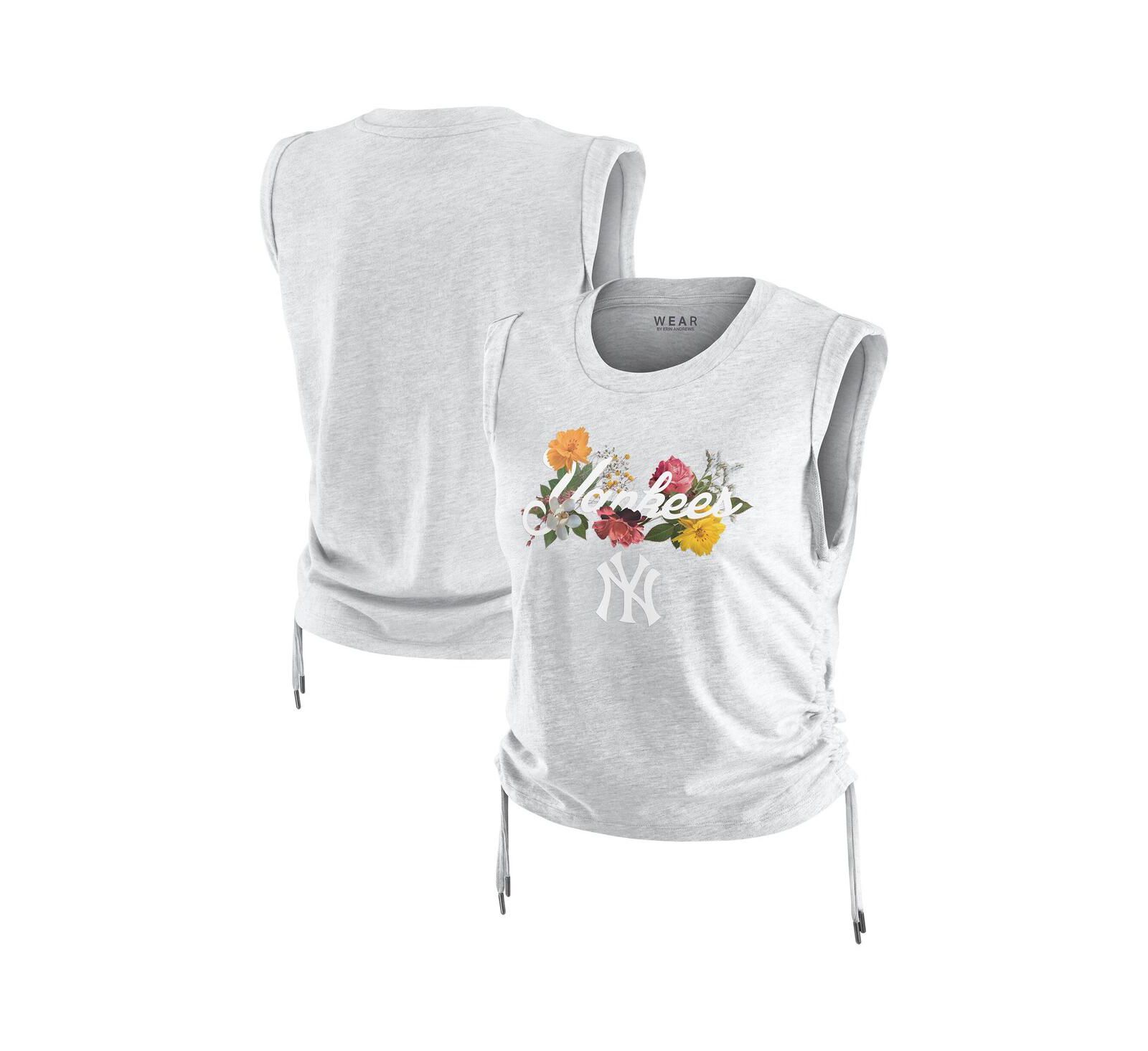 Женский топ WEAR by Erin Andrews Heather Gray New York Yankees с затяжкой