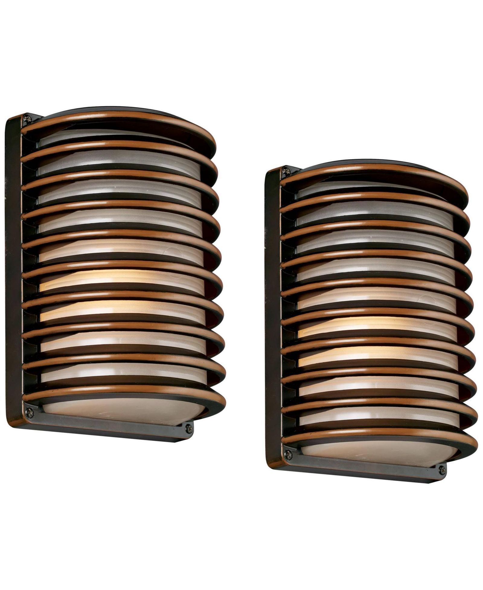 John Timberland Modern Industrial Outdoor Wall Lights Fixtures Set of 2 Rubbed Bronze 10" Frosted Glass for Exterior House Porch