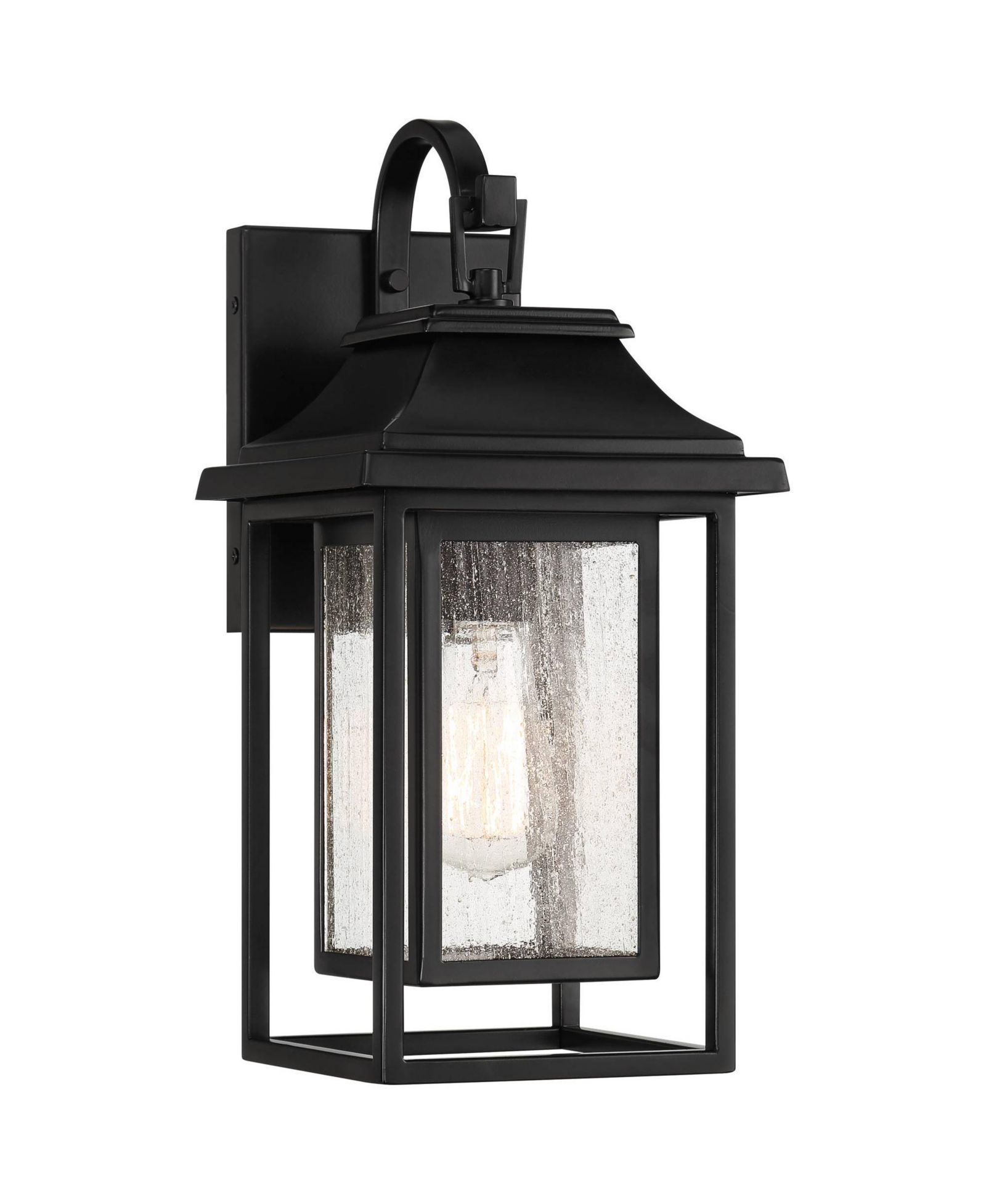 John Timberland Cecile 15 1/4" High Mission Box Lantern Outdoor Wall Light Fixture Mount Porch House Black Clear Glass Shade