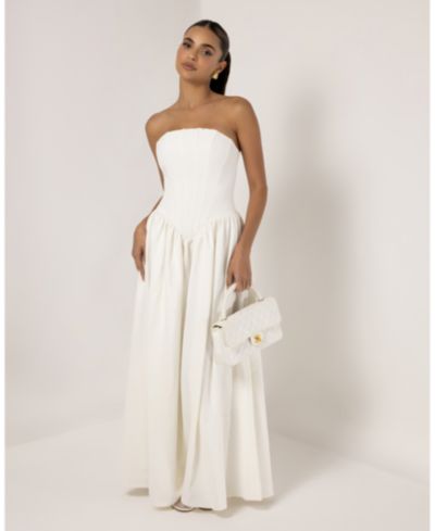 Heiress Beverly Hills Women's Strapless Corset Crepe Flare Maxi Dress