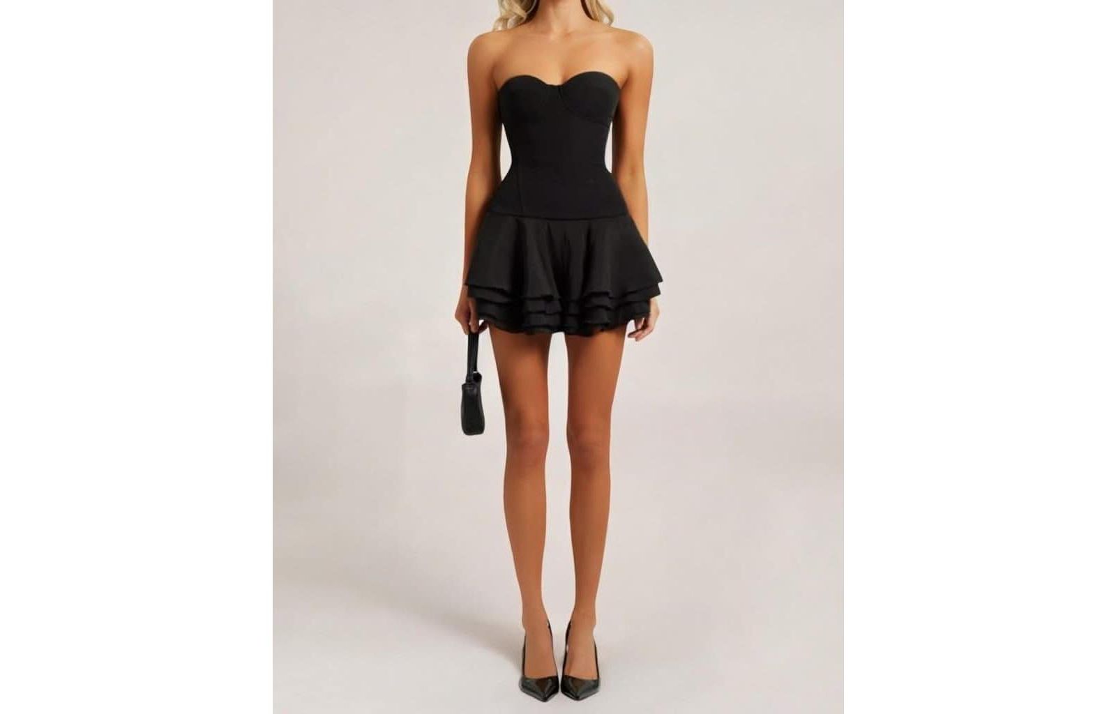 Heiress Beverly Hills Women's Corset Chiffon Flared Mini Dress