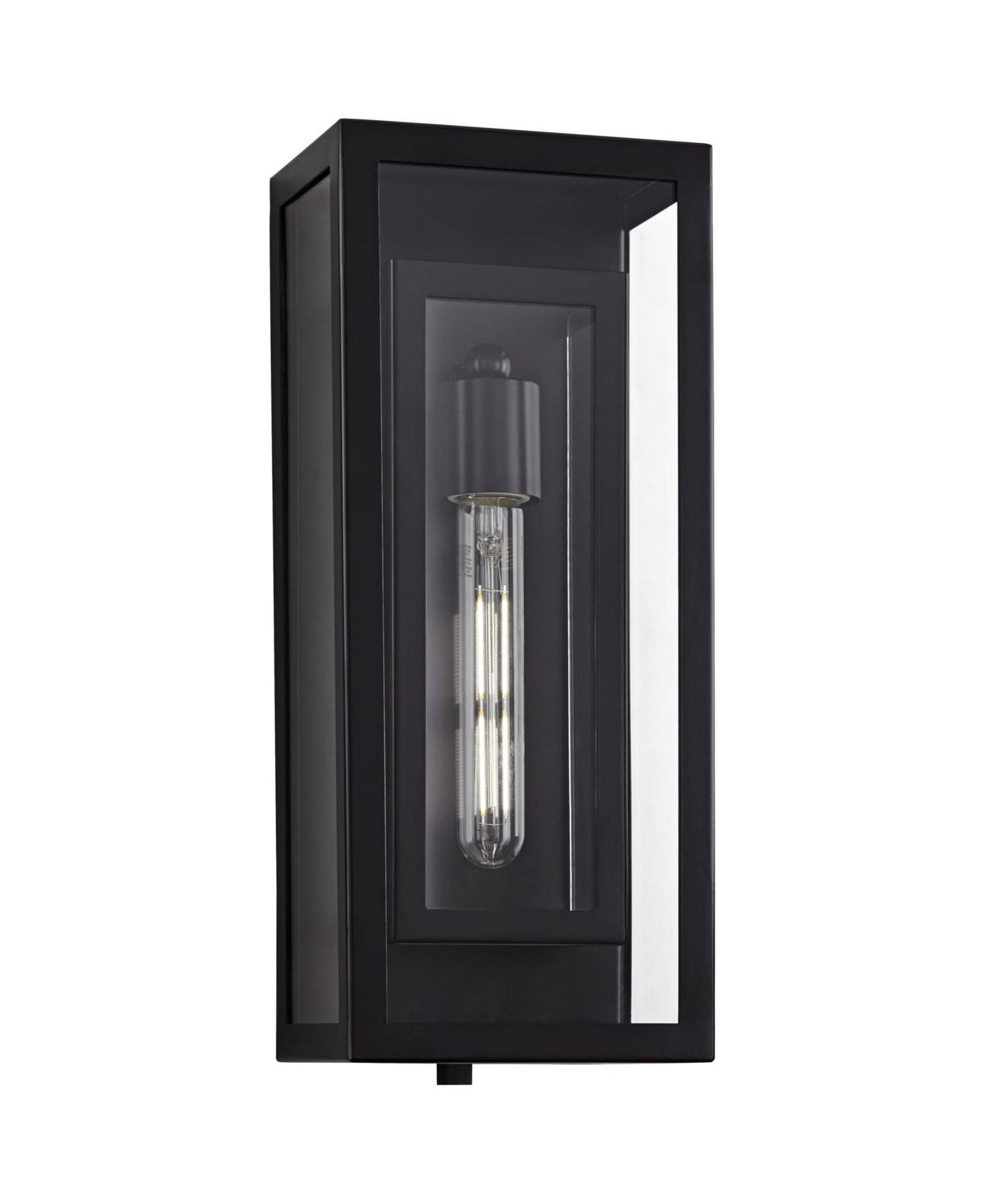 Possini Euro Design Metal 16 1/2" Clear Glass Double Box Modern Outdoor Wall Light Fixture