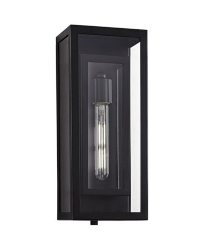 Possini Euro Design Metal 16 1/2" Clear Glass Double Box Modern Outdoor Wall Light Fixture