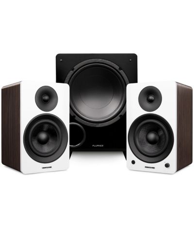 Комплект акустики Fluance Ai61 Powered 6.5" Bookshelf Speakers (White), DB10 10" Powered Subwoofer (Walnut), 15ft RCA Subwoofer Cable