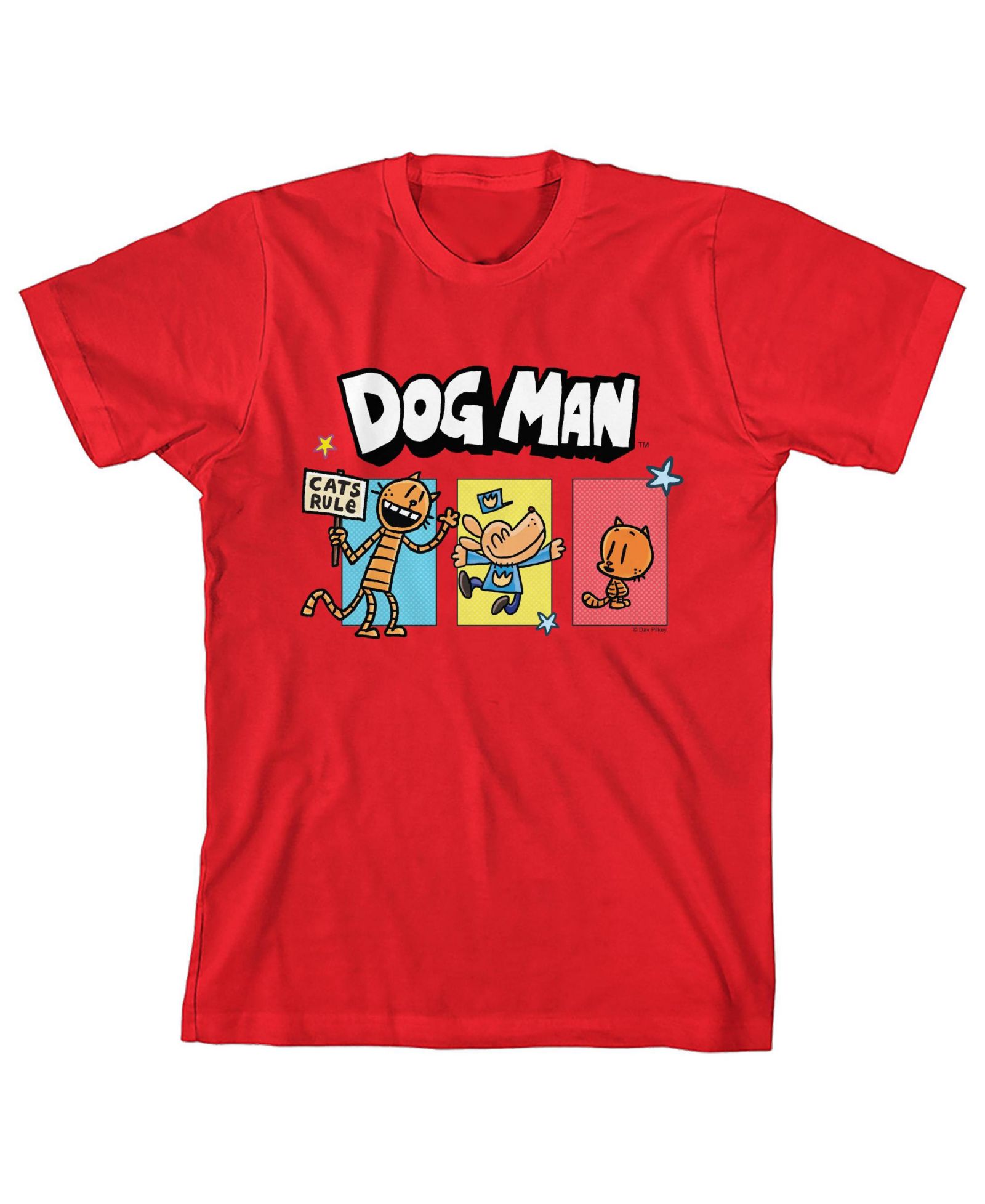 Dog Man Boys With Petey And Lil' Petey Youth Red Short Sleeve Tee-XL