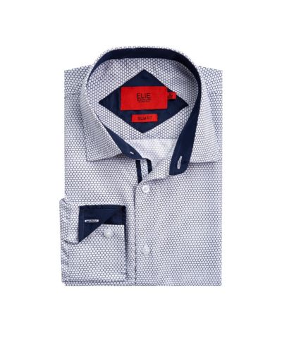 Elie Balleh Big Boys White Slim Fit Honeycomb Button-Down Shirt