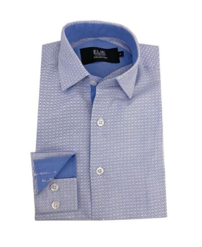 Мужская рубашка Elie Balleh Little Boys White Blue Printed Button-Down Slim Fit