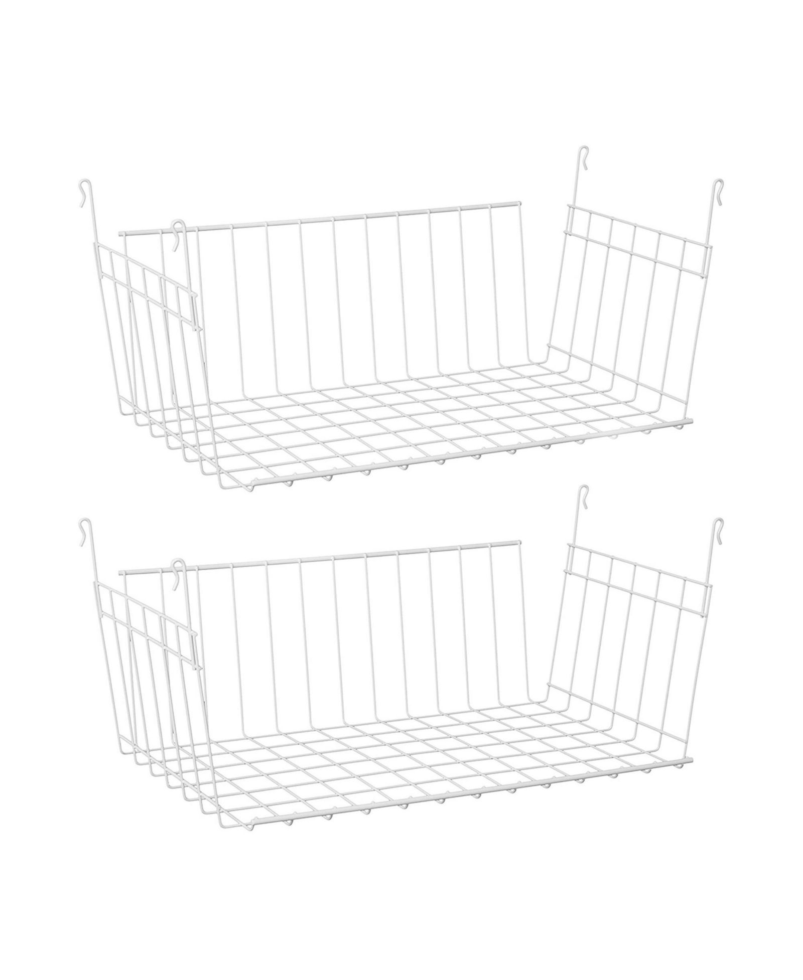 ClosetMaid 17 In Wide Hanging Basket for Wire Shelving Organizer, White (2 Pack)